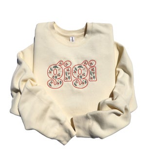 Gigi Flowers Embroidered Crew